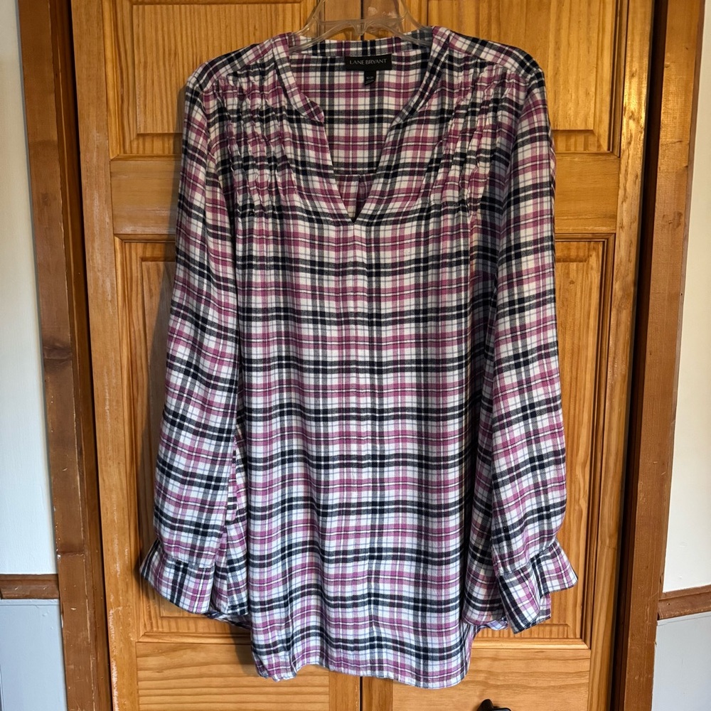 Lane Bryant Multicolor Plaid Blouse